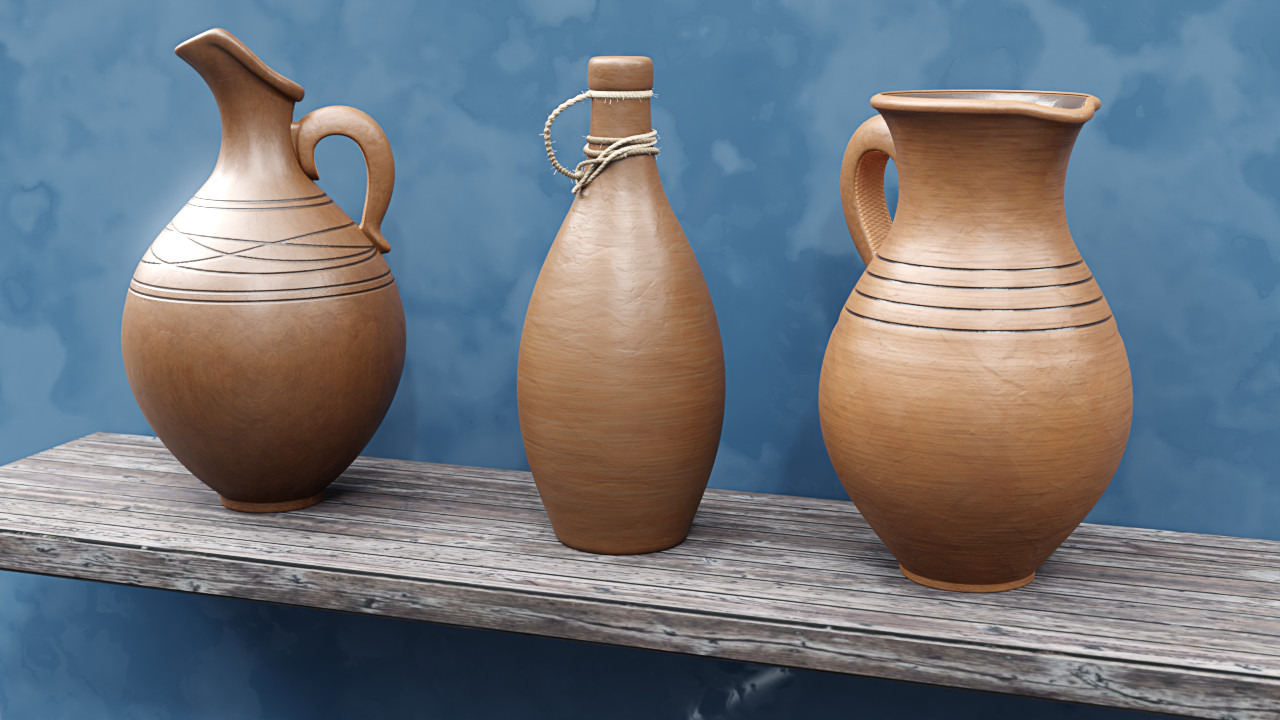 Set of 3 clay jugs preview image 1